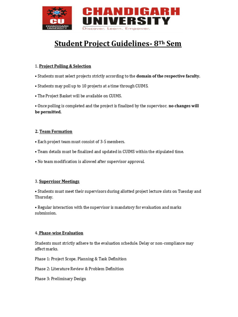 Project Guidelines 8th Sem. | PDF