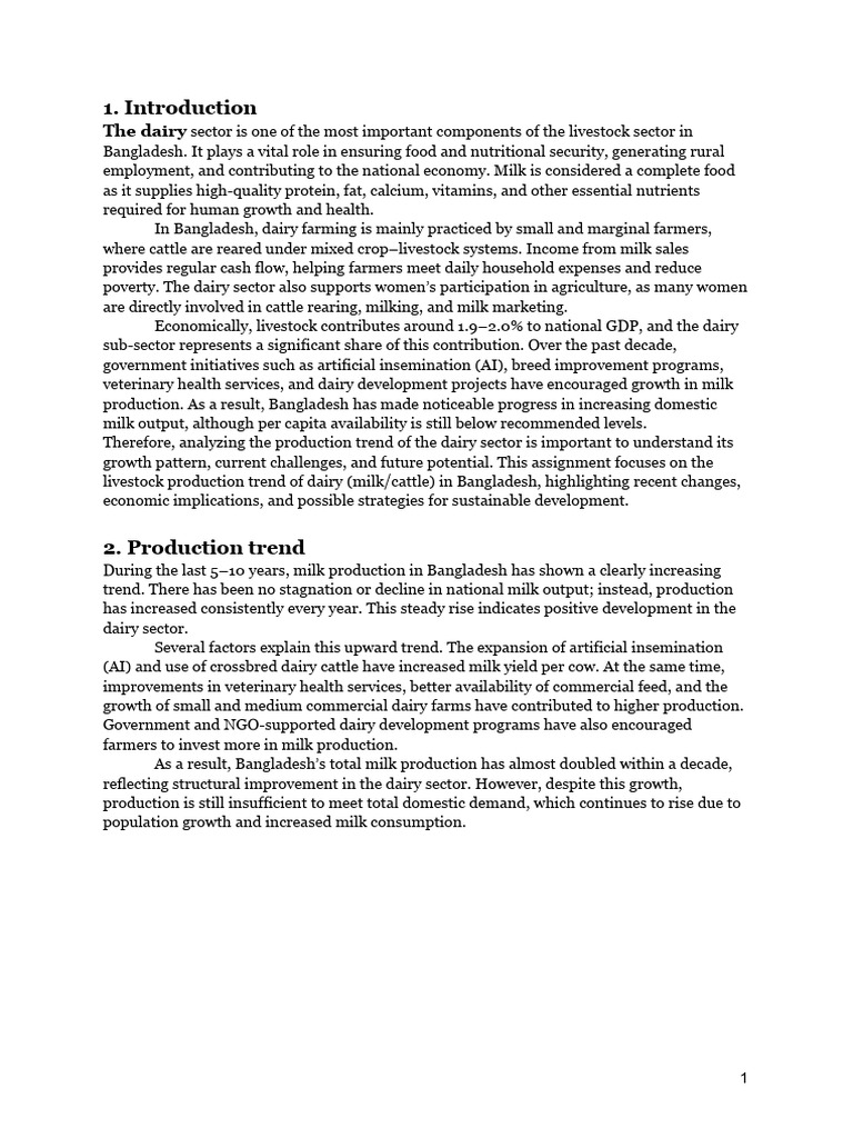 Eco Assignment -2 | PDF | Dairy | Milk
