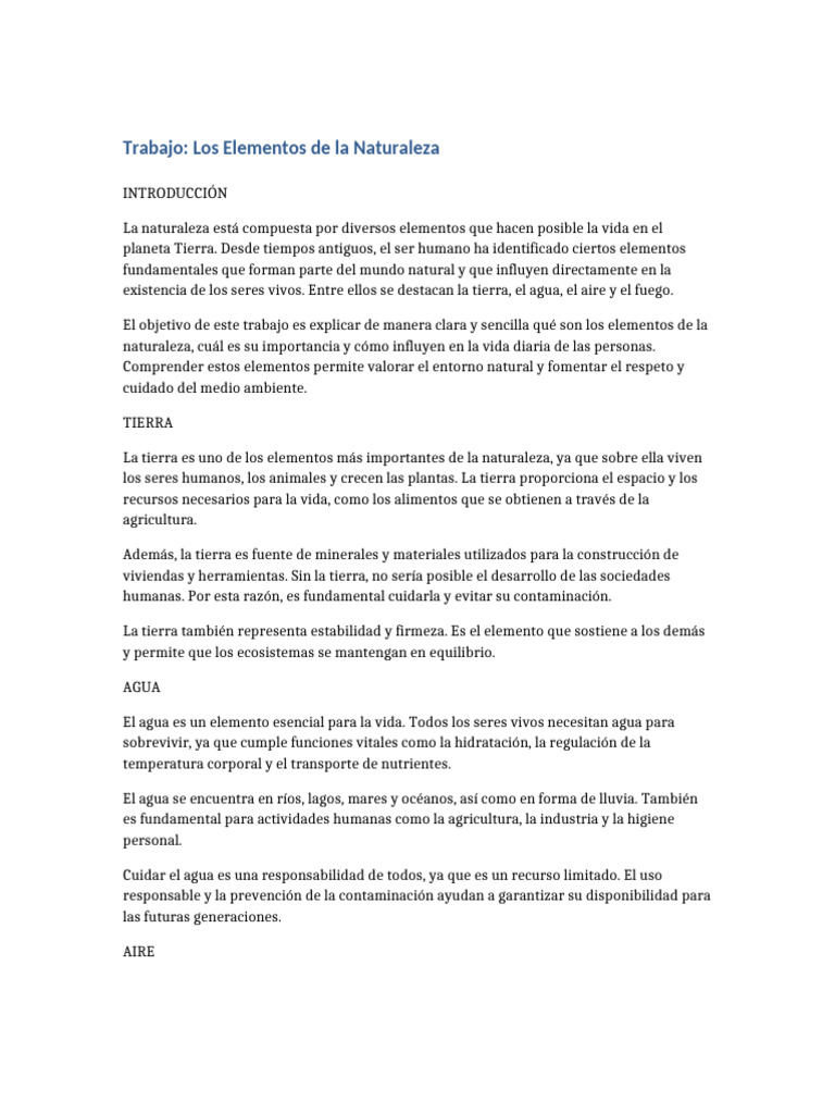 Elementos de La Naturaleza Lalaldsfioeonf | PDF | Naturaleza | Incendios