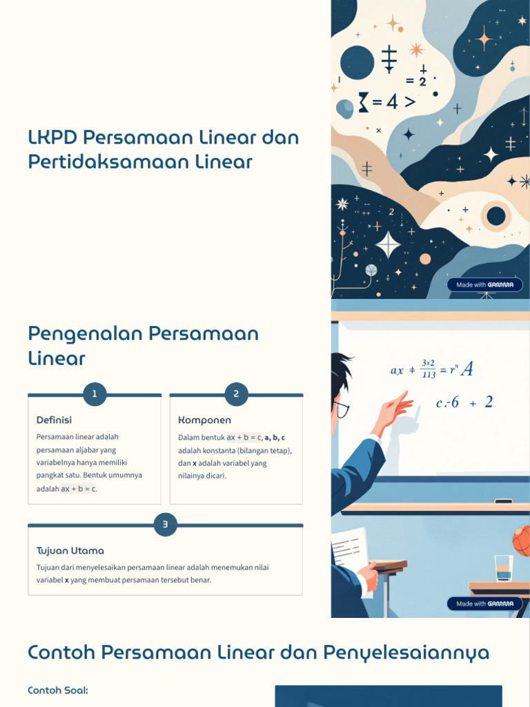 LKPD Persamaan Linear Dan Pertidaksamaan Linear | PDF