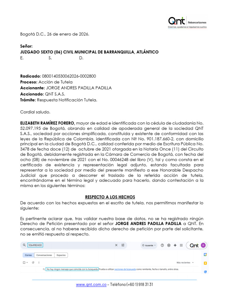 Contestación de Tutela - Jorge Andres Padilla Padilla | PDF | Justicia ...
