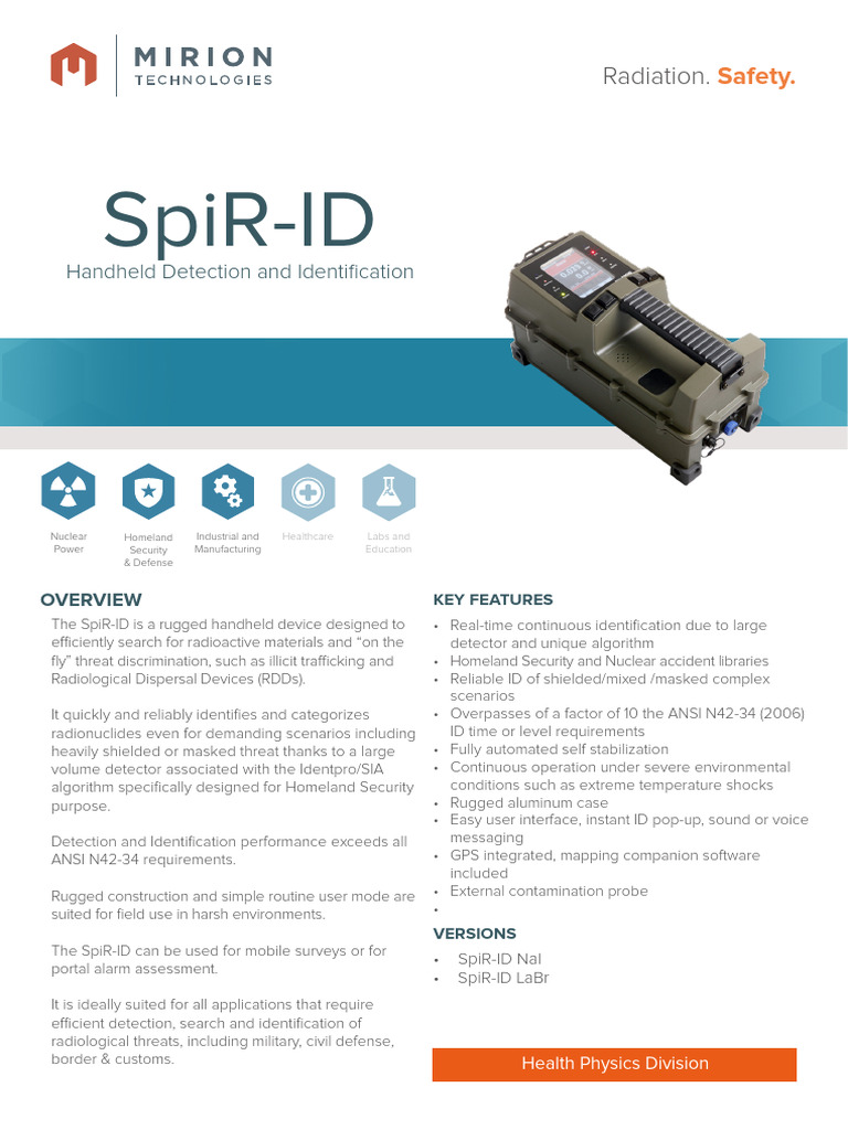 Manual SpiR ID | PDF | Radioactive Contamination | Ionizing Radiation