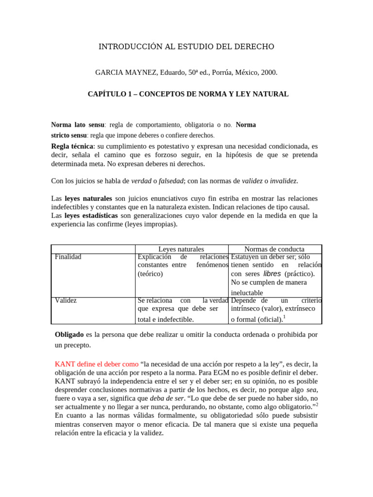 GARCIA MAYNEZ-Conceptos de Norma y Ley Natural | PDF | Caso de ley | La ...