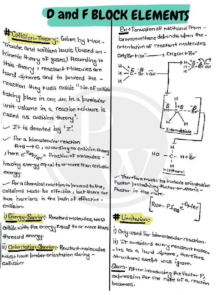 D and F-Block Elements Handwritten Notes | PDF