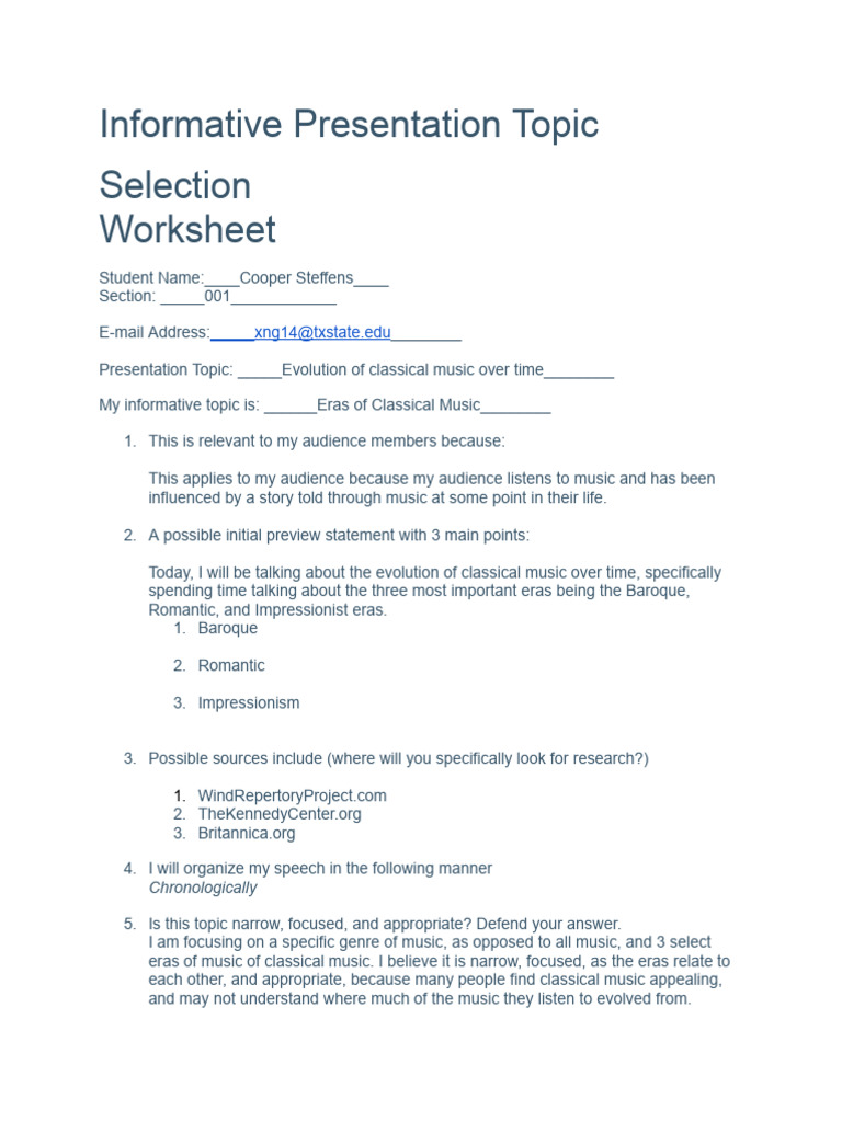 Informative Presentation Topic | PDF