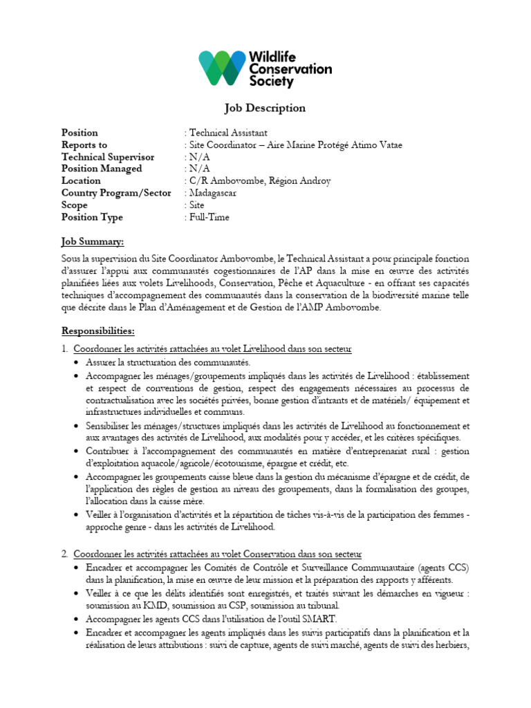TDR - Technical Assistant Ambovombe | PDF
