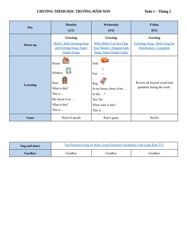 Lesson plan for 4 years old in February | PDF