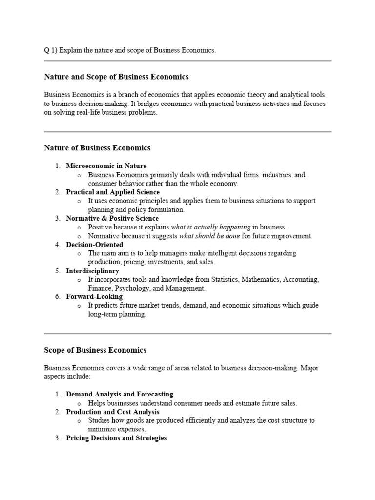 Bussness Economics Assignment 1 | PDF | Demand | Economics