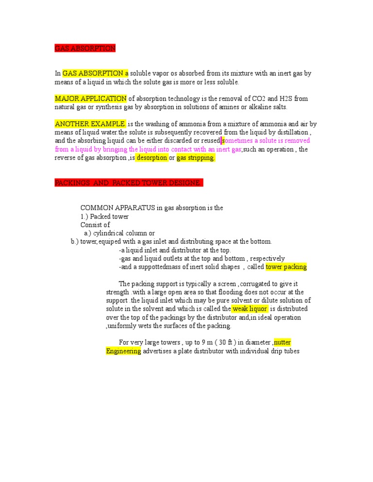 Gas Absorption Techniques and Equipment | PDF | Technology & Engineering