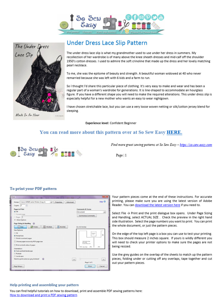 Under Dress Lace Slip Final | PDF | Sewing | Dress