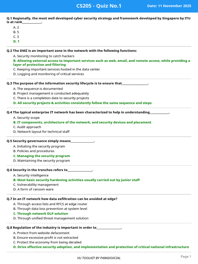 Quiz_CS205_1 | PDF | Information Security | Securities