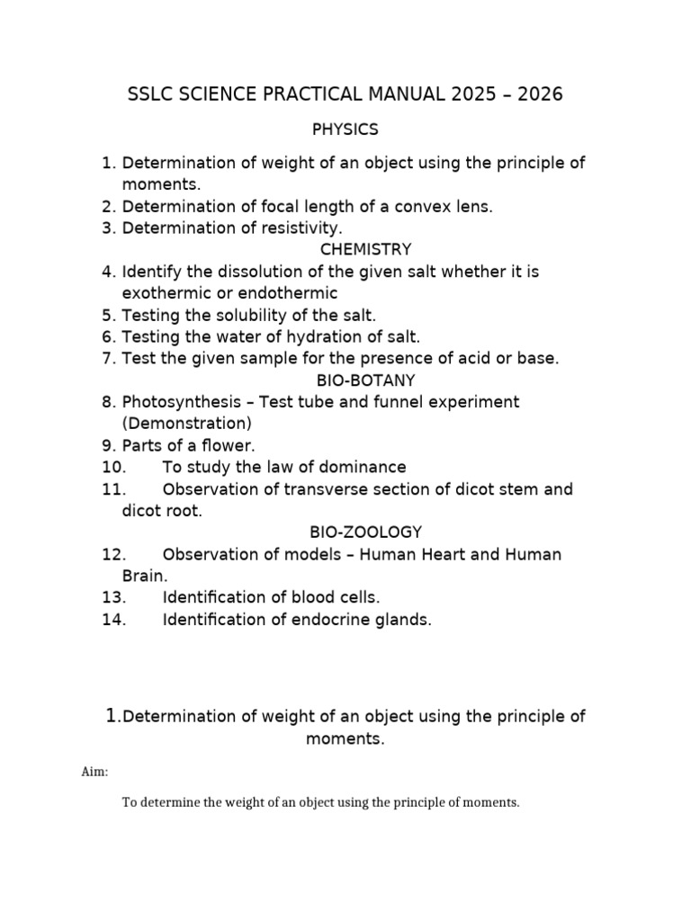 SSLC Science Practical Manual 2025 | PDF | Optics
