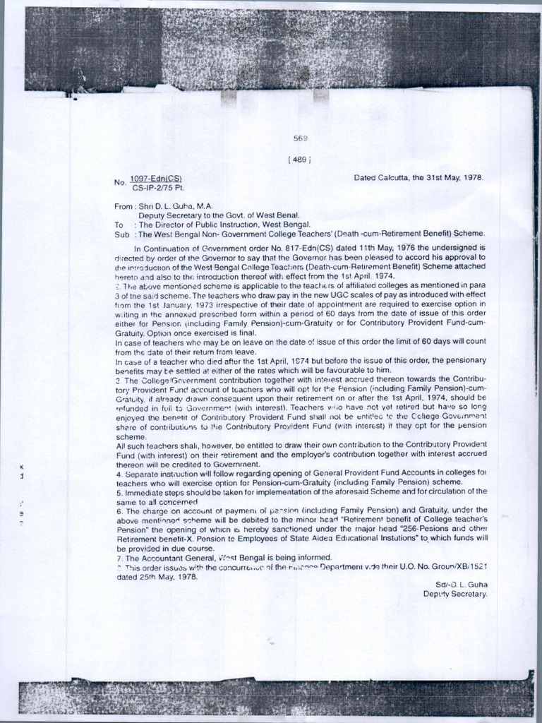 WB NON GOVT COLLEGE TEACHERS (DCRB) SCEHEME, 1978 | PDF