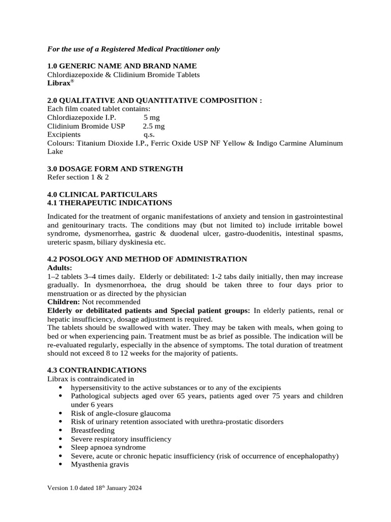 Librax v1 180124 Clean | PDF | Benzodiazepine | Diseases And Disorders