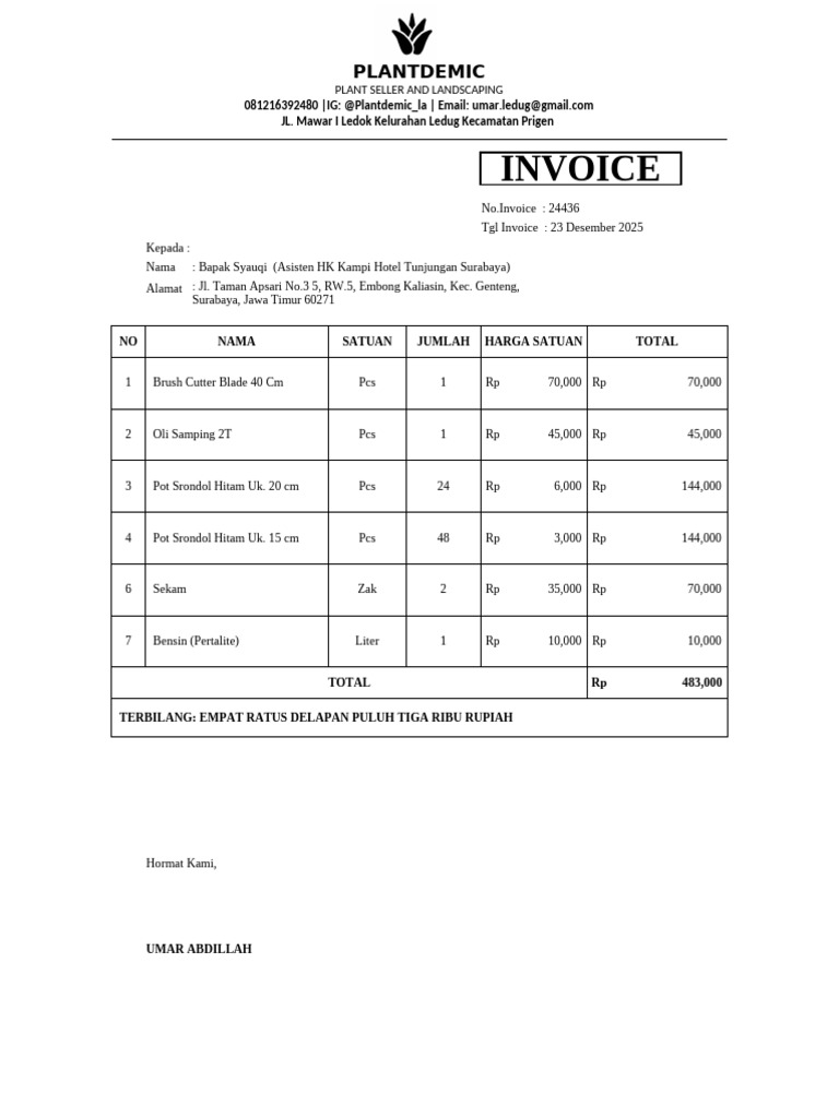 INVOICE UMAR 244345 | PDF