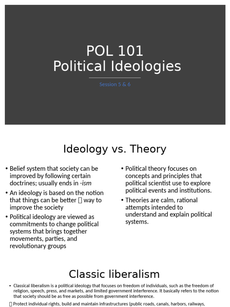 POL 101 - Session 5 & 6 - Political Ideologies 2025 | PDF | Socialism ...