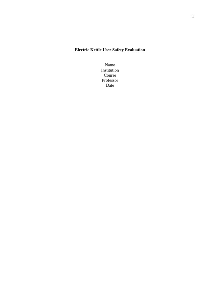 Electric Kettle User Safety Evaluation | PDF | Risk | Water