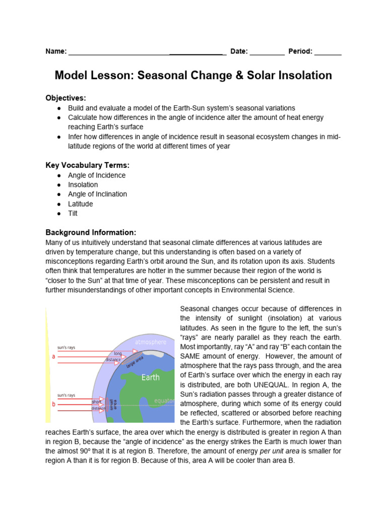 Copy+of+Unit+4+Seasonal+Change+&+Solar+Insolation+STUDENT | PDF | Earth ...