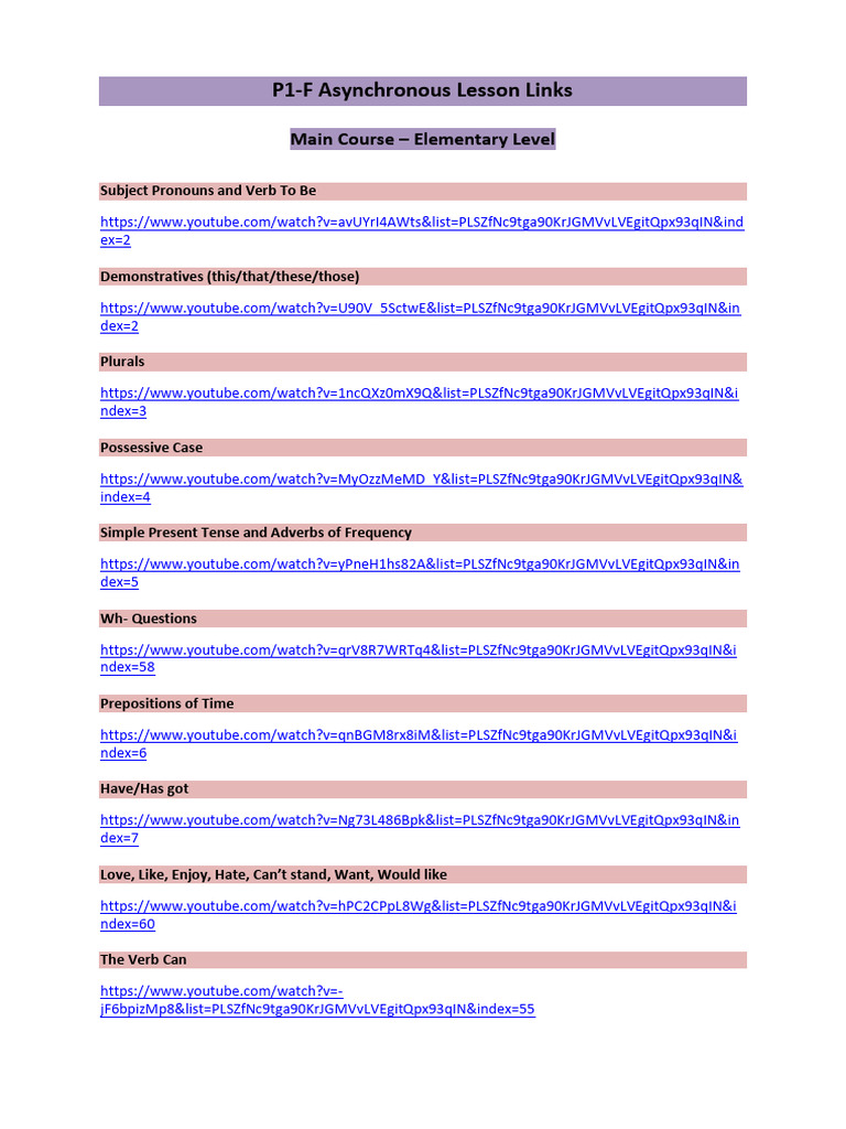 P1-F Asynchronous Lesson Links | PDF | Languages | Foreign Language Studies