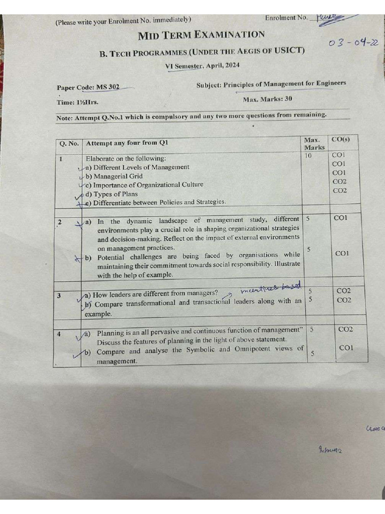 PME Mid Sem April 2024 | PDF