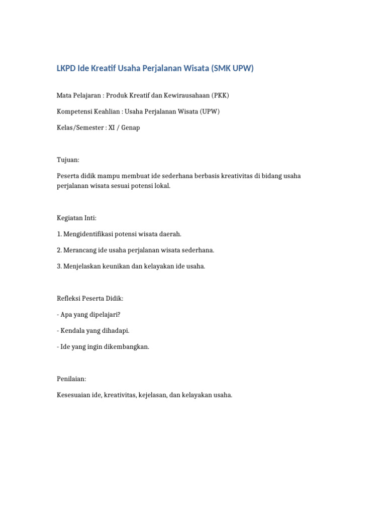 LKPD Upw Ide Kreatif | PDF