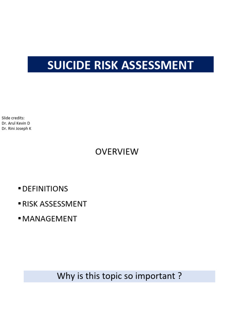 9.suicide Risk Assessment and Management | PDF | Suicide | Self Harm