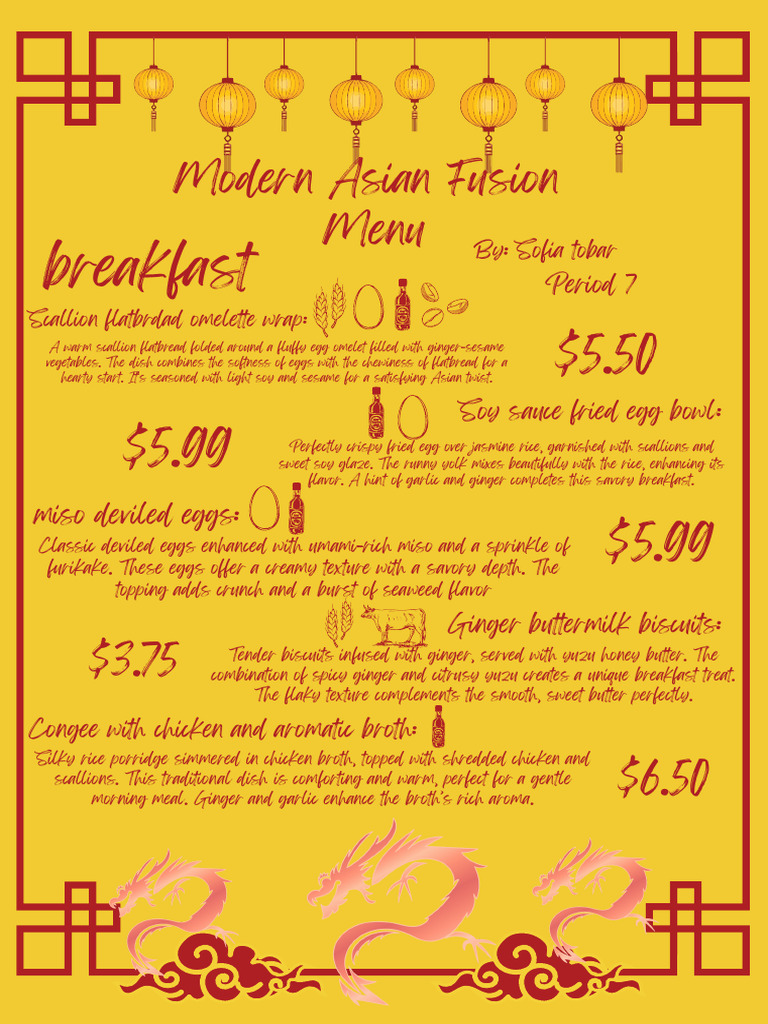 Modern Asian Fusion Menu | PDF | Dumpling | Desserts