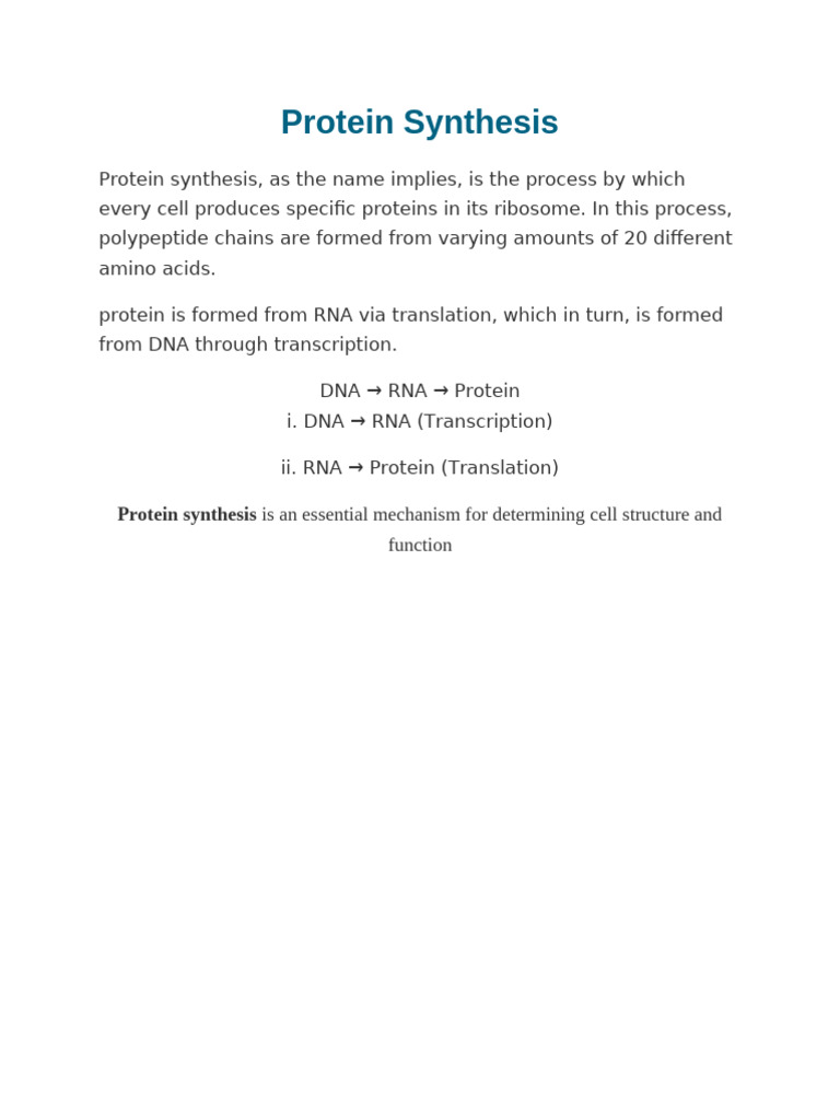 Protein Synthesis | PDF