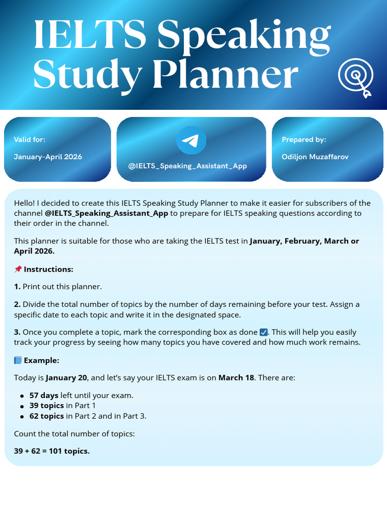 Study Planner January-April 2026 | PDF