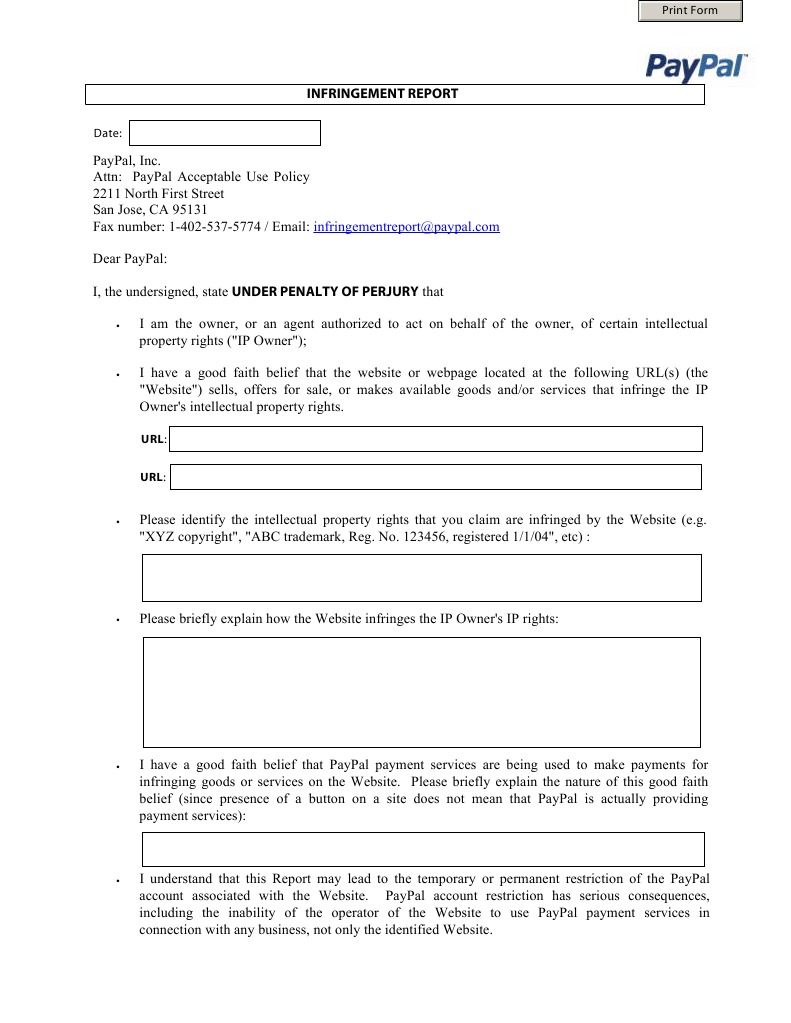 IP Infringement Notice to PayPal | PDF | Business | Law