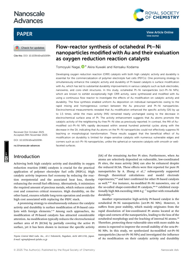 Flow-Reactor Synthesis of Octahedral Pt-Ni Nanoparticles Modified With ...