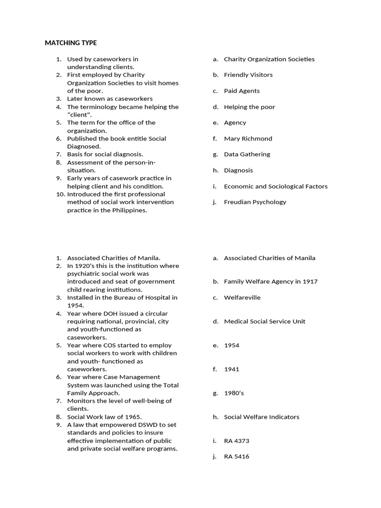 Casework Questionnaire | PDF | Social Work | Counseling Psychology