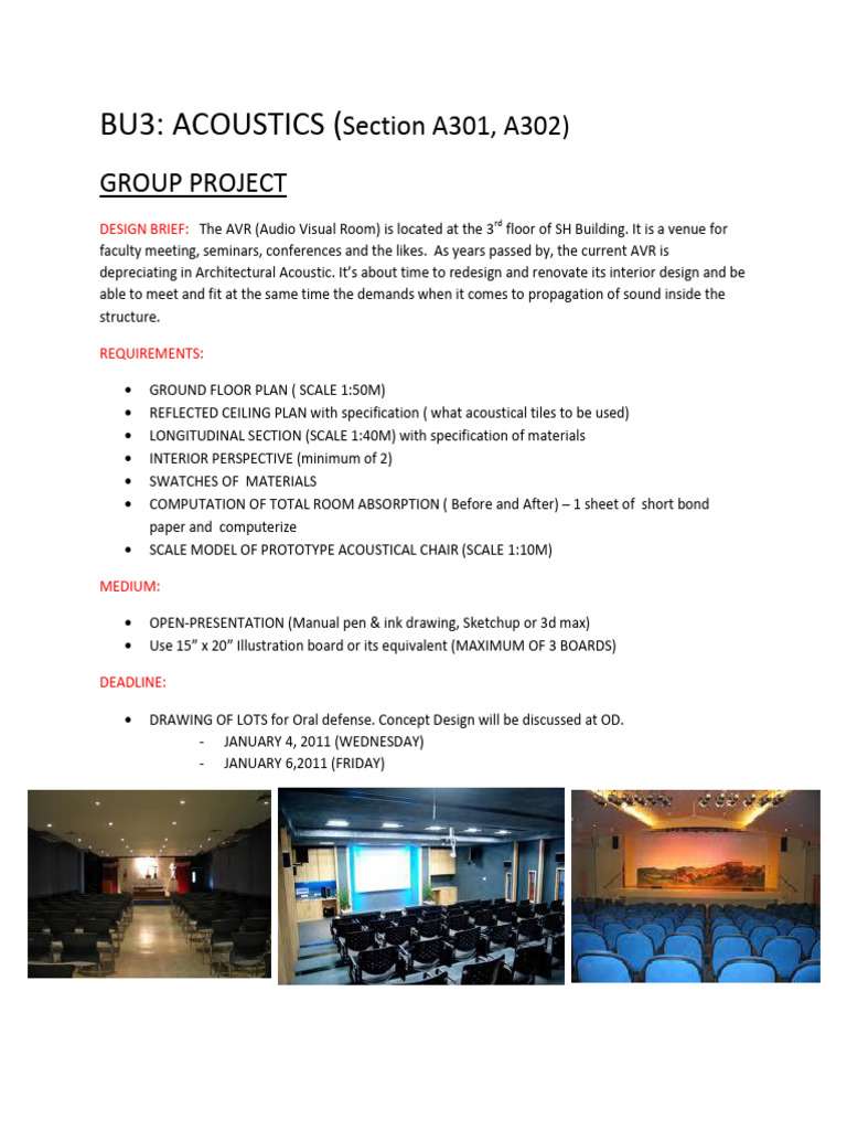 Bu3: Acoustics (: Section A301, A302) Group Project | PDF