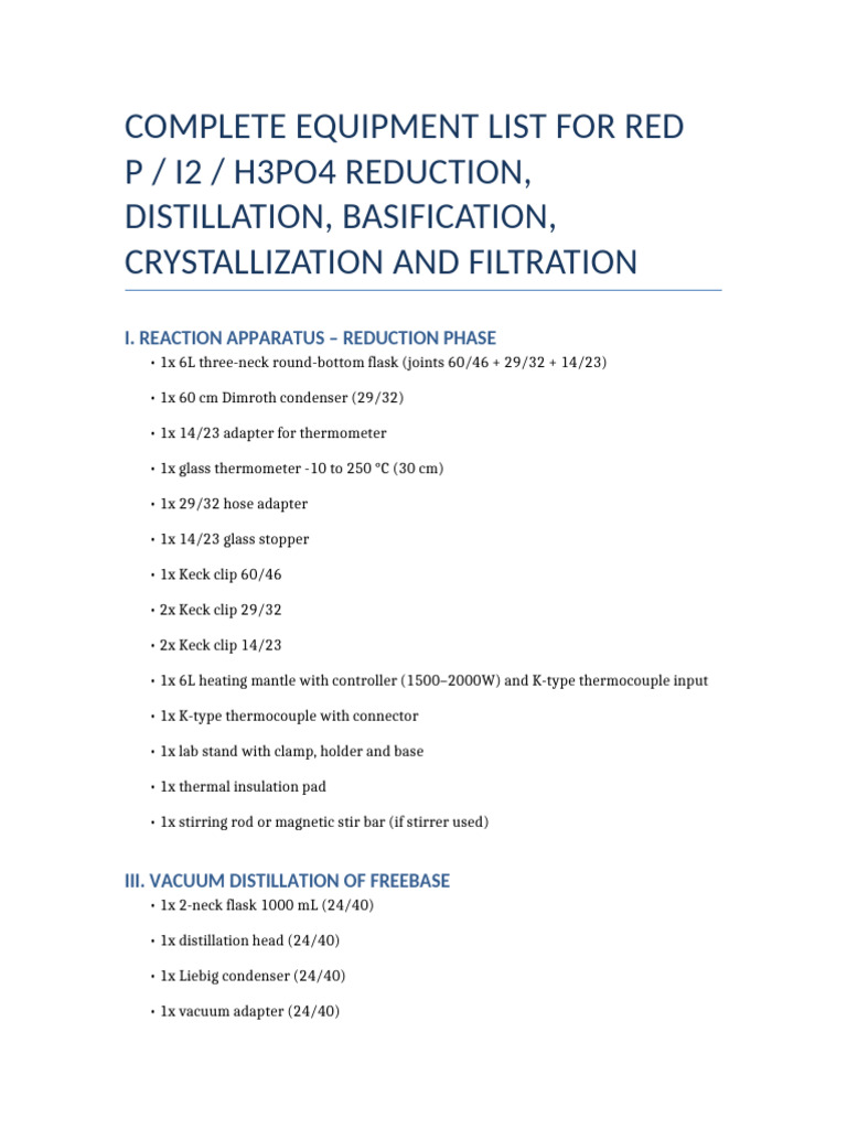 Complete Lab Equipment List | PDF | Distillation | Chemical Compounds