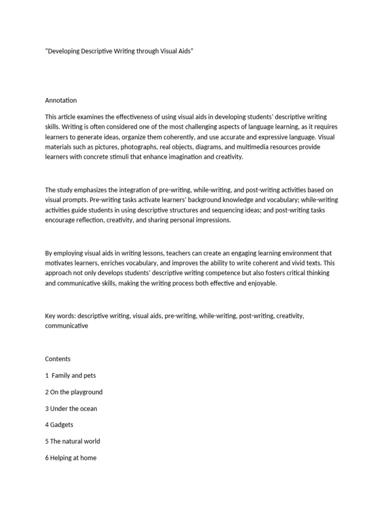 Developing Descriptive Writing | PDF | Learning | Creativity