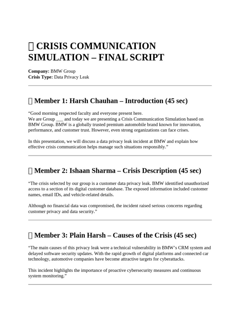 ? Crisis Communication Simulation | PDF | Computer Security | Security