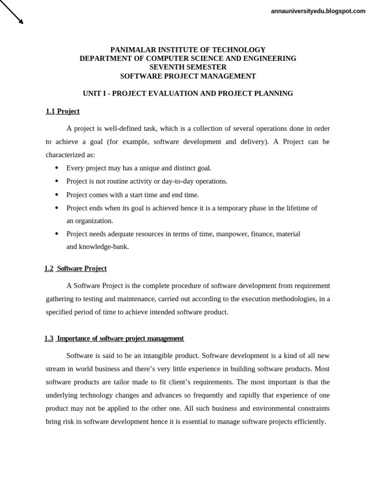 22cs701 SPM 5 Unit Notes | PDF | Feasibility Study | Net Present Value