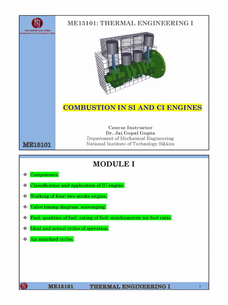 Combustion in Si and Ci Engines | PDF