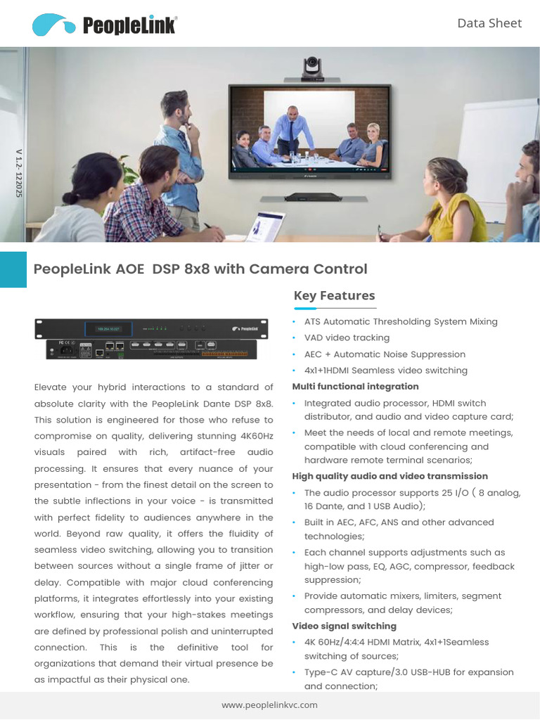 Peoplelink Aoe 8 8 Camera Control | PDF | Hdmi | Digital Signal Processing