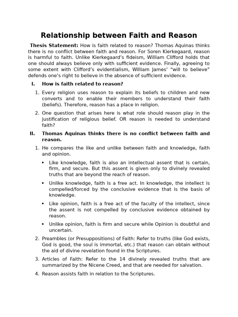 Sum Relationship Between Faith and Reason | PDF | Faith | Reason