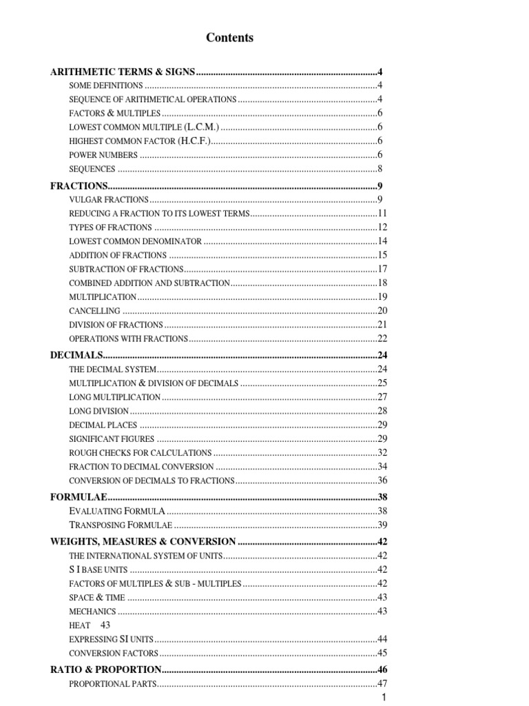 Comprehensive Guide to Arithmetic Concepts | PDF | Fraction ...