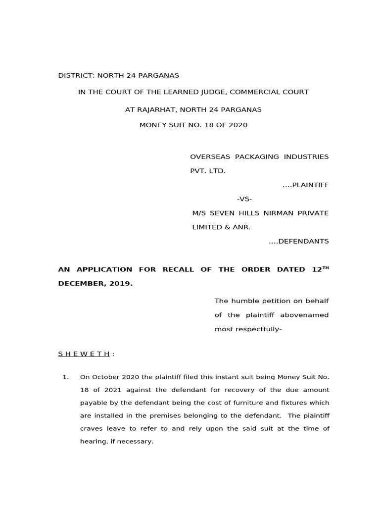 Recalling Application Ms 18 of 2020 | PDF | Common Law | Justice