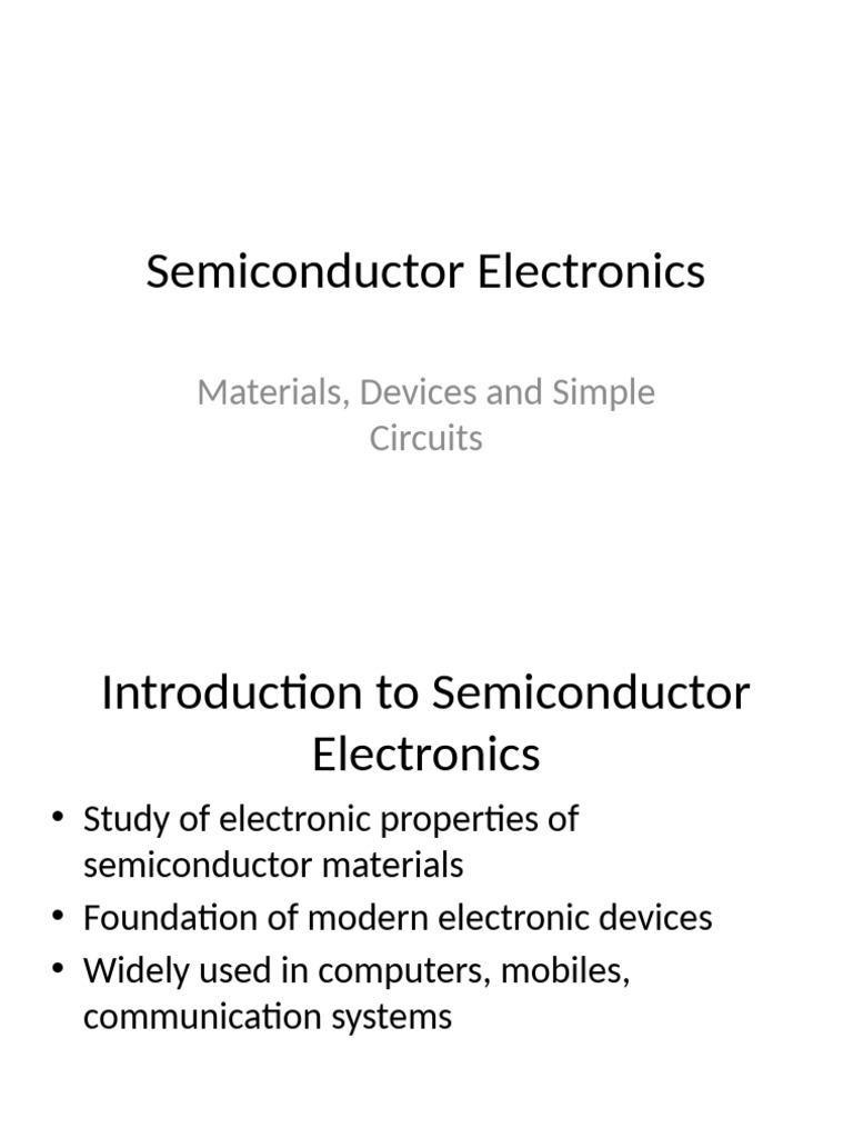 Semiconductor Electronics | PDF