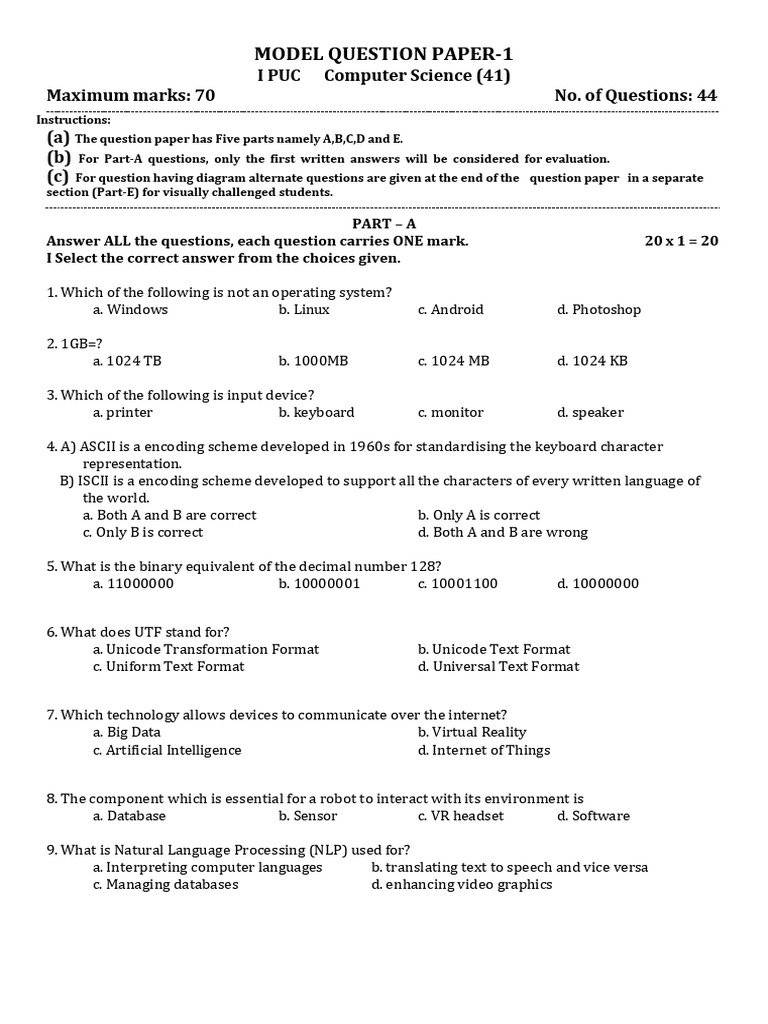 1pu Cs Model Papers | PDF | Computer Data Storage | String (Computer ...