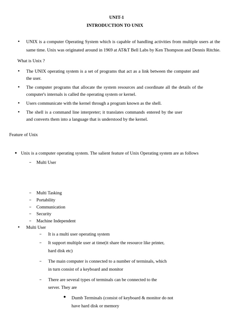Unix Unit 1 D (AutoRecovered) | PDF | Computer File | File Transfer ...
