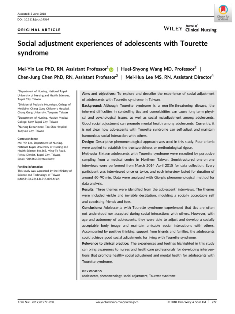 2019_Social Adjustment Experiences of Adolescents With Tourette ...