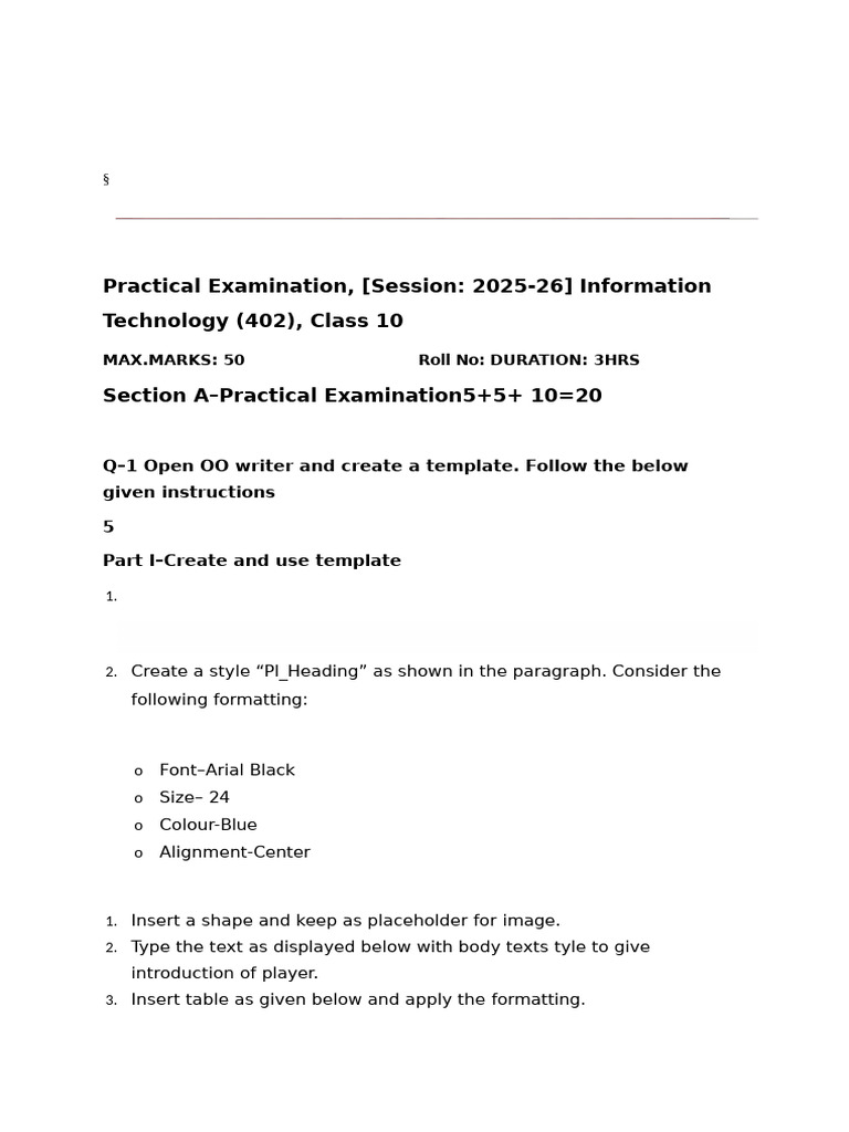 IT Practical Question Paper 1.doc - 20260123 - 194839 - 0000 | PDF