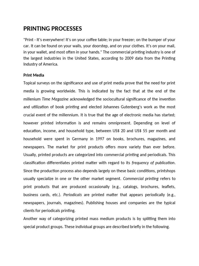 Printing Process | PDF | Printing | Lithography