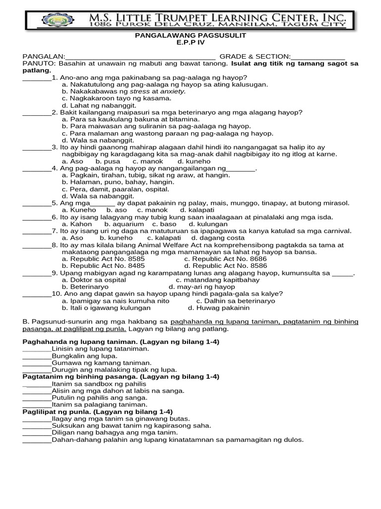 2ND Periodical Epp 4 | PDF