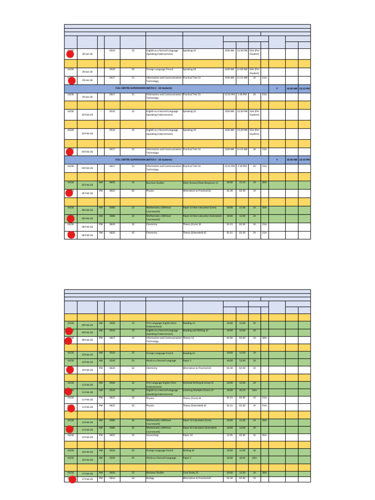 March 2026 Series Timetable 1 | PDF | Educational Assessment And ...